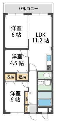 リノベ パークヒルズ(3LDK/1階)の間取り写真