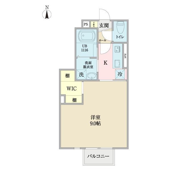 ANYRE高砂II(1K/1階)の間取り写真