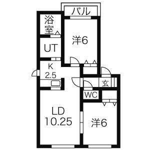 レジデンス琴似 B棟(2LDK/1階)の間取り写真