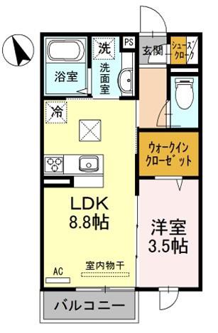 メゾン北今在家(1LDK/1階)の間取り写真