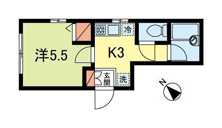 アゼリア(1K/1階)の間取り写真