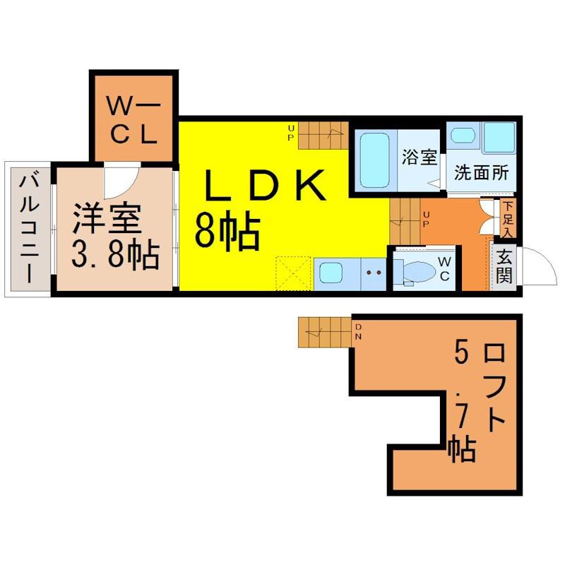 トレノハウス(1LDK/2階)の間取り写真