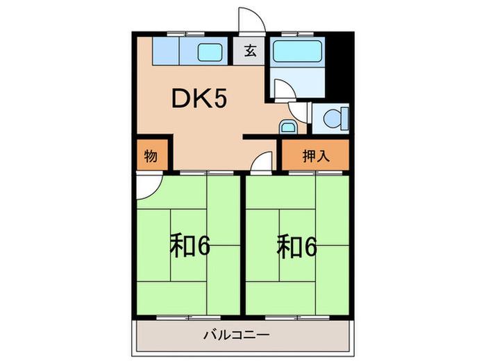 岡治マンション(2DK/2階)の間取り写真