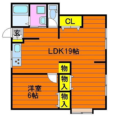 シャインハイツ総社A(1LDK/1階)の間取り写真
