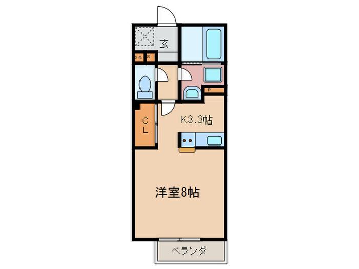 ベアグラス(1K/2階)の間取り写真