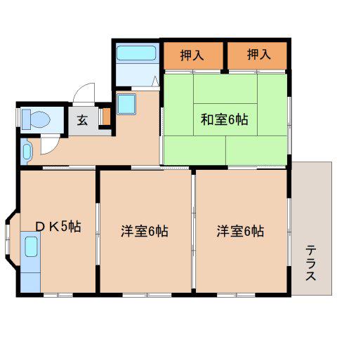 レインボー宝(3DK/1階)の間取り写真