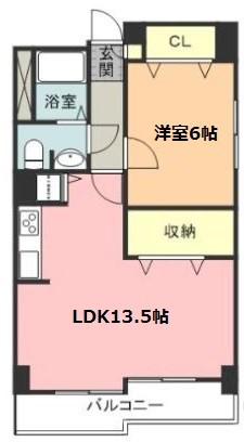 おがわビル(1LDK/7階)の間取り写真