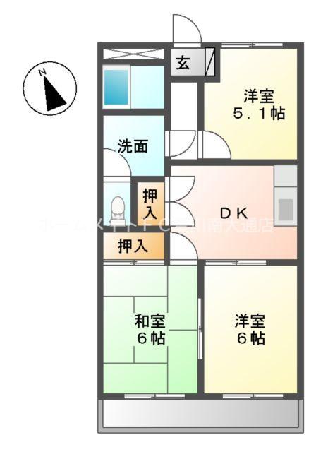 センチュリー21A棟(3DK/2階)の間取り写真