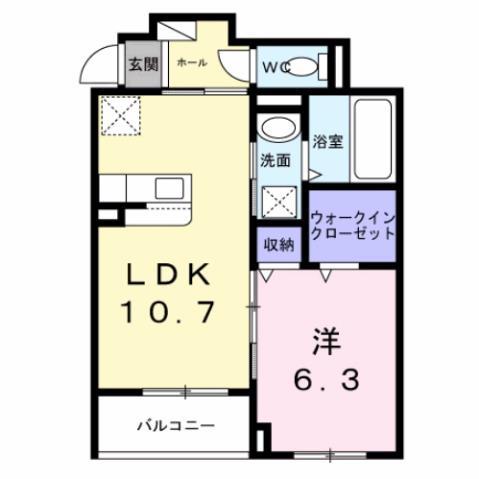 ゴールドローレライ(1LDK/3階)の間取り写真