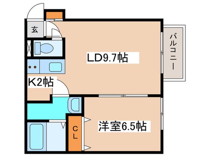 円山シャトー桂和坂下(1LDK/6階)の間取り写真