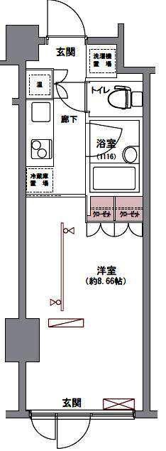 FEETH神楽坂(ワンルーム/4階)の間取り写真