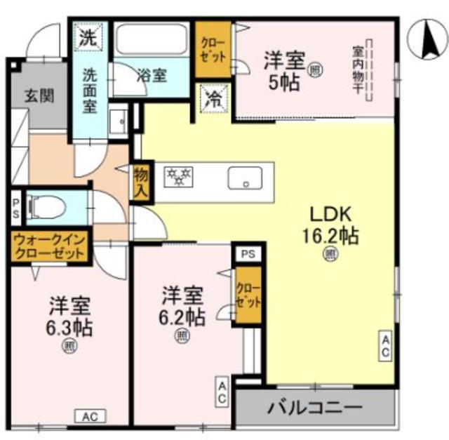 ココルトリシア(3LDK/2階)の間取り写真