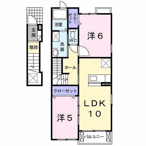 ヴィラ・プリムローズ(2LDK/2階)の間取り写真