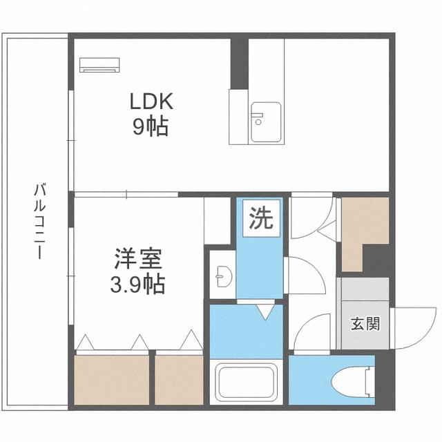 ラ・ルート若宮(1LDK/1階)の間取り写真