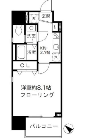 らく万築地ビル(1K/7階)の間取り写真