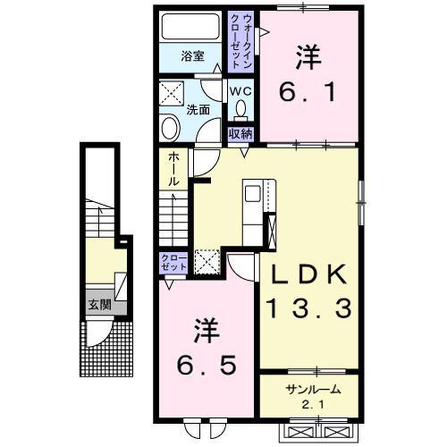 北アルプスGIFT(2LDK/2階)の間取り写真