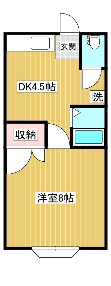 エントランス向陽(1DK/1階)の間取り写真