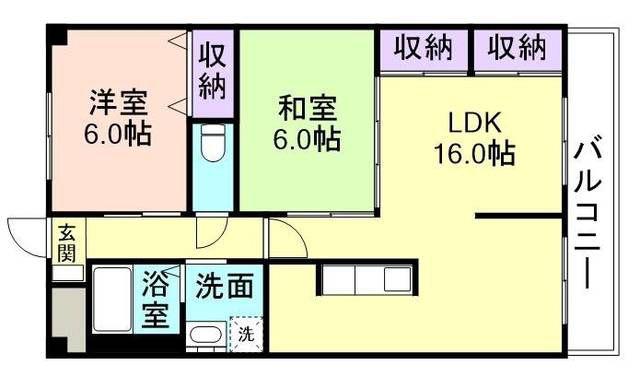 パティナF(2LDK/3階)の間取り写真