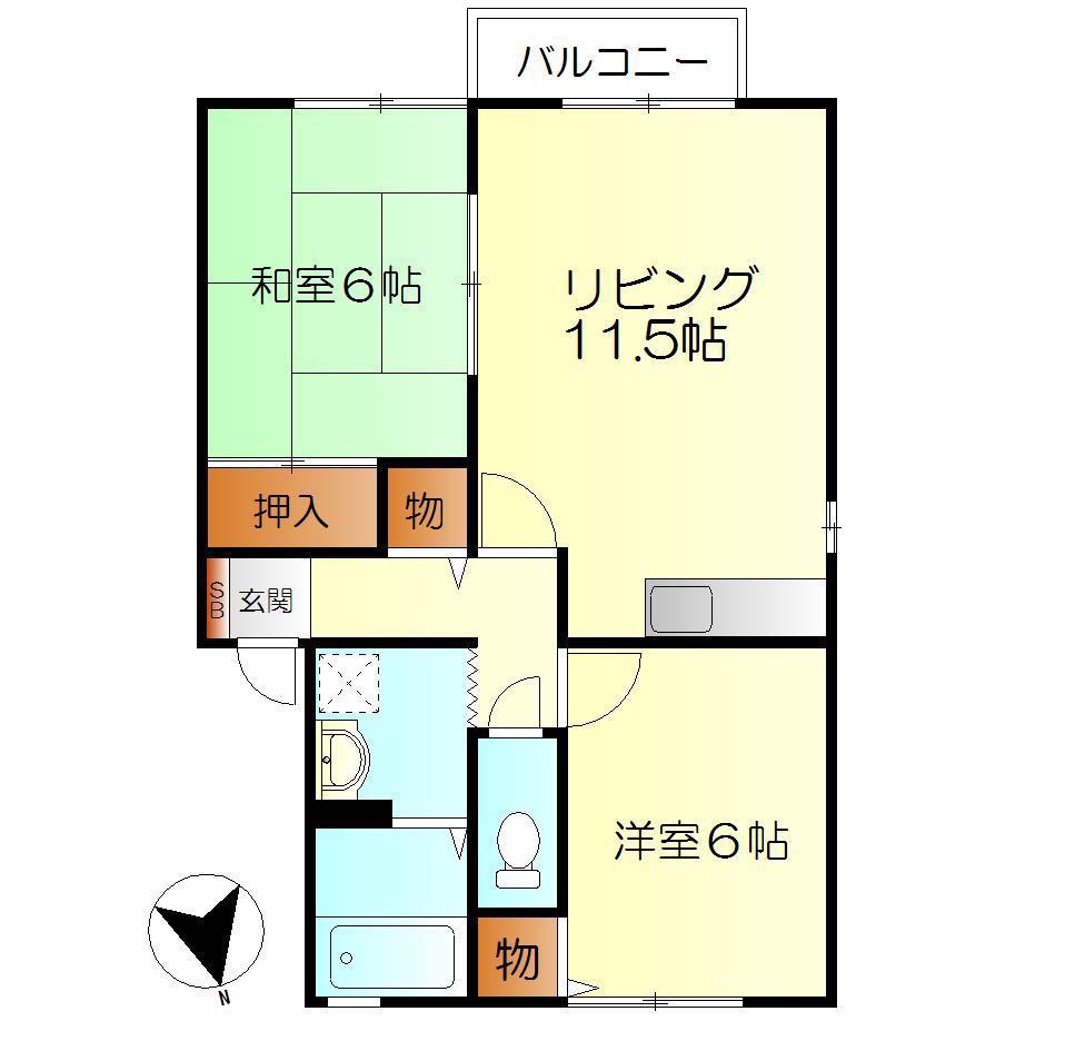 ノルドA(2LDK/2階)の間取り写真