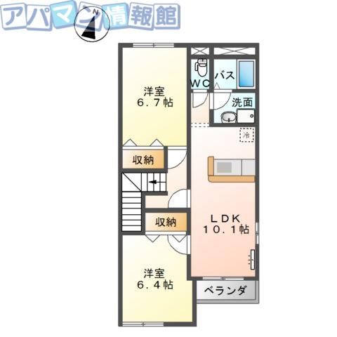 レ・プレリュード(2LDK/2階)の間取り写真
