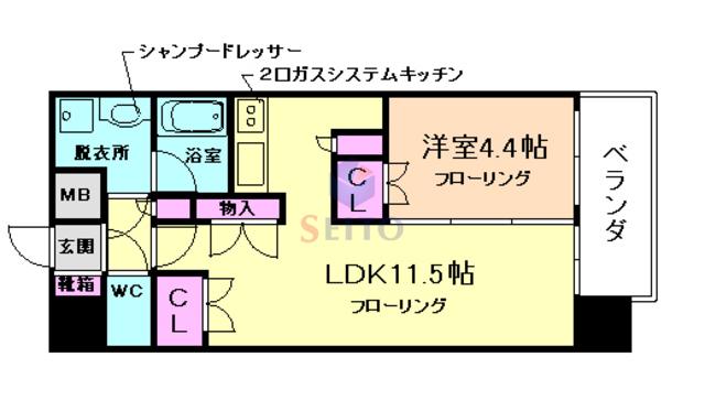 レジデンスエアポート(1LDK/11階)の間取り写真