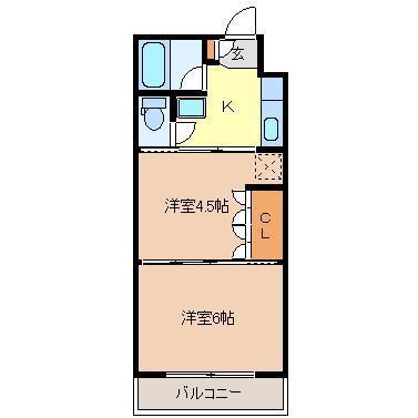 イーグルハイツ錦町(2K/2階)の間取り写真
