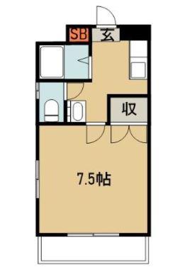 ビューテラス(1K/3階)の間取り写真