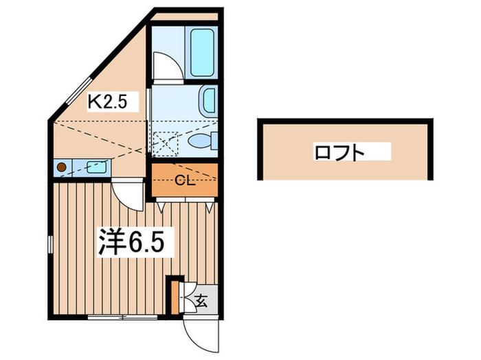 サンテラス(1K/1階)の間取り写真