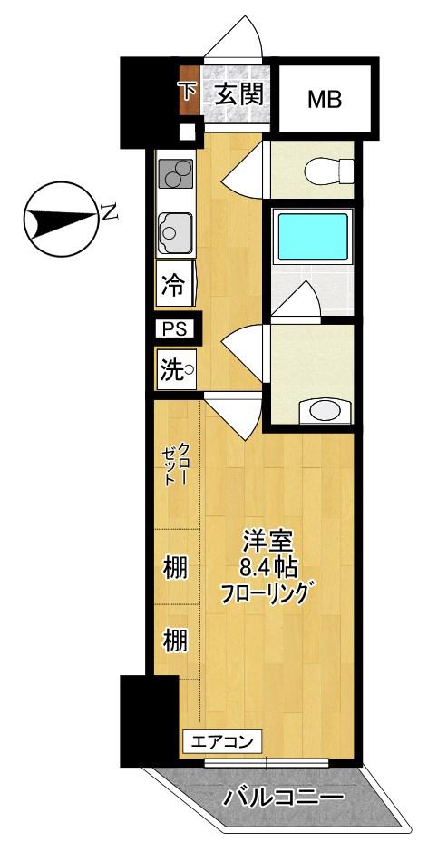 MARUEI7(1K/4階)の間取り写真