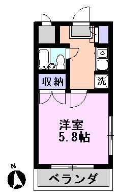 パシフィークII(1K/3階)の間取り写真