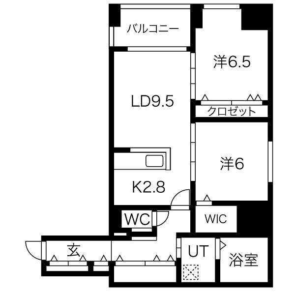 FER北3条 フェール(2LDK/6階)の間取り写真