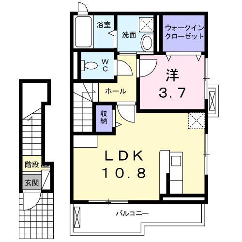 ボニート鎌倉(1LDK/2階)の間取り写真