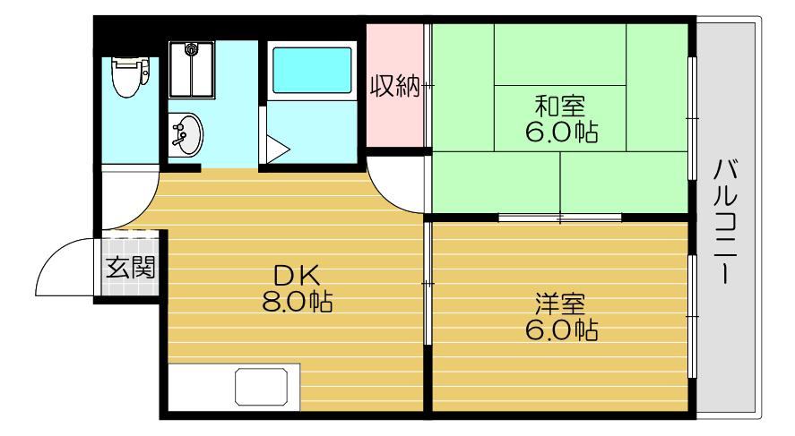 脇田建設ビル(2DK/2階)の間取り写真