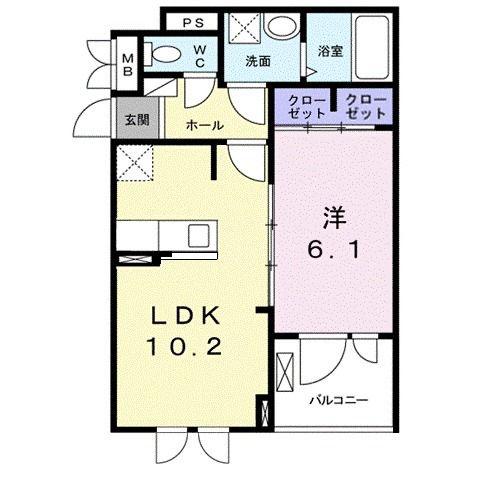 ラフィネ ドゥ(1LDK/2階)の間取り写真
