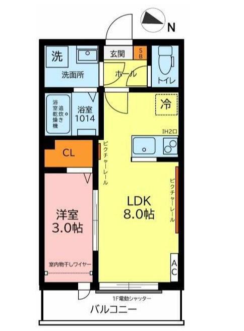 ガーデンヒルズ宮原(1LDK/2階)の間取り写真