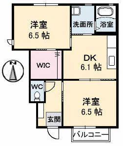 ミモザ I棟(2DK/1階)の間取り写真