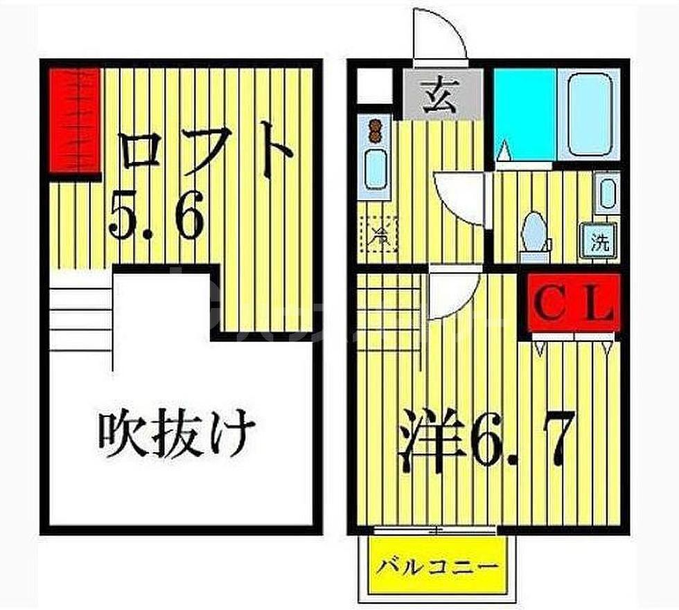 LILY柏(1K/1階)の間取り写真