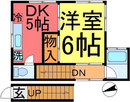 スマイルホーム(1DK/2階)の間取り写真