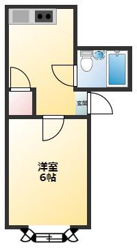 プティハイム平野(1K/3階)の間取り写真