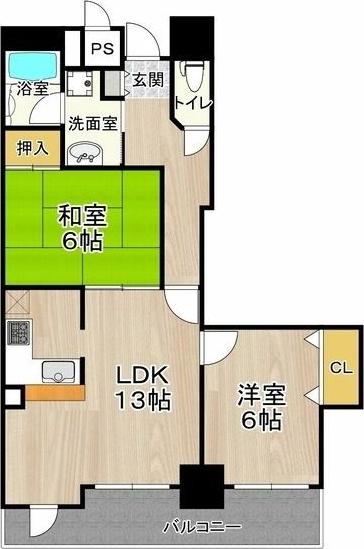 フェルザ住之江公園(2LDK/10階)の間取り写真