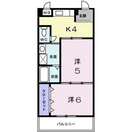 サンライト村上(2K/3階)の間取り写真