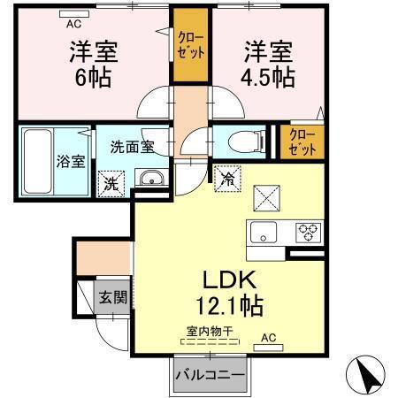 ヴァインハイム(2LDK/1階)の間取り写真