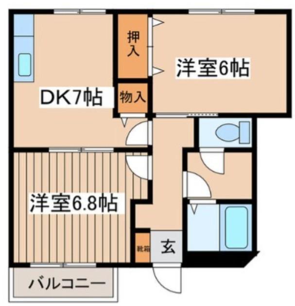 エトワール壱番館(2DK/1階)の間取り写真