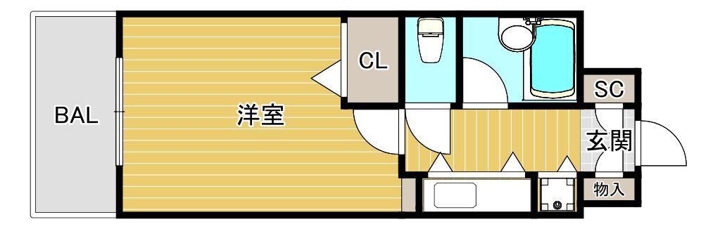 メゾンクレール大濠(1K/2階)の間取り写真