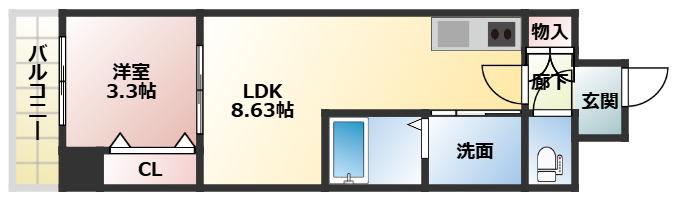 アーバンパーク新大阪(1LDK/4階)の間取り写真