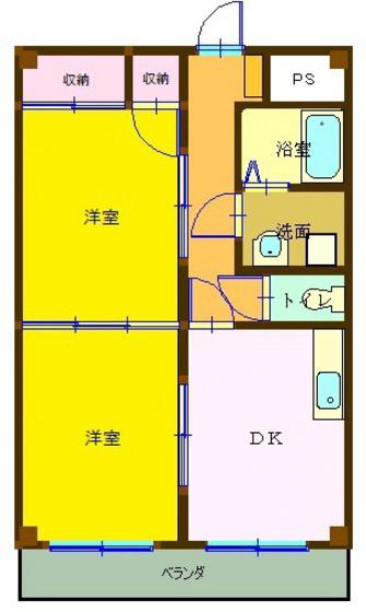 蓮池マンション2(2DK/2階)の間取り写真