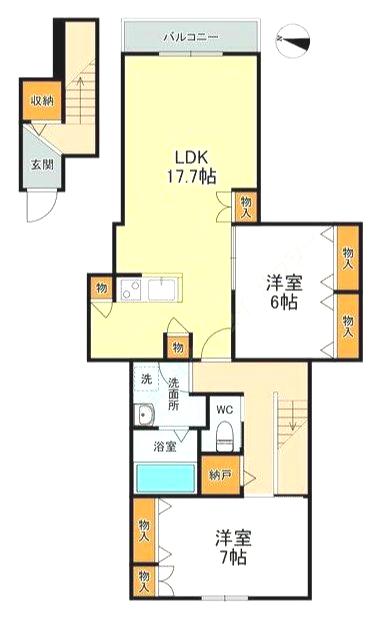 ヴァンベール・ガーデン(2LDK/2階)の間取り写真