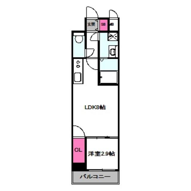 GARDENIA城北公園(1LDK/9階)の間取り写真