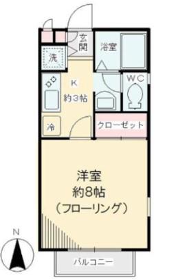 アルブル府中(1K/1階)の間取り写真