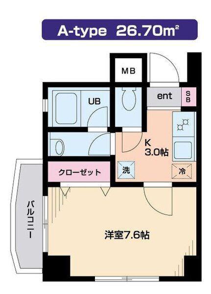 FELICIA目黒(1K/3階)の間取り写真